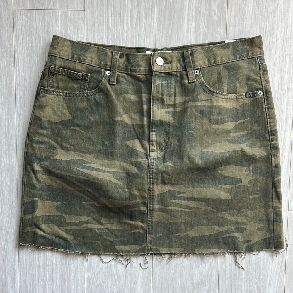 Lucky Brand Mini Cargo Skirt Green Tan Casual